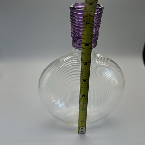 Studio PARAN Richard Jones Optic Twist Flask Glass Vase purple and clear Signed - Picture 7 of 12